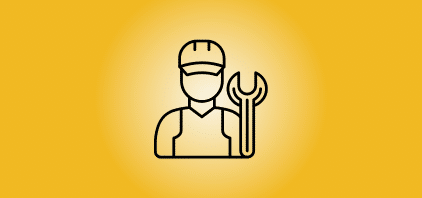 service technician with wrench icon pictured to represent Blanchrd Machinery's Service Response Guarantee Uptime Advantage Value Pillar